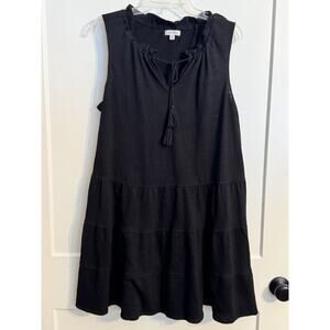 Max Studios Sleeveless 1X Black Dress Pool Coverup Tassel Tie Boho Resortwear